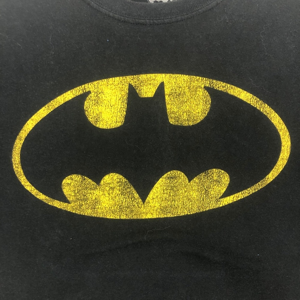 Batman Graphic T-Shirt Black Yellow Large Bat‎ Logo Men's Size XL